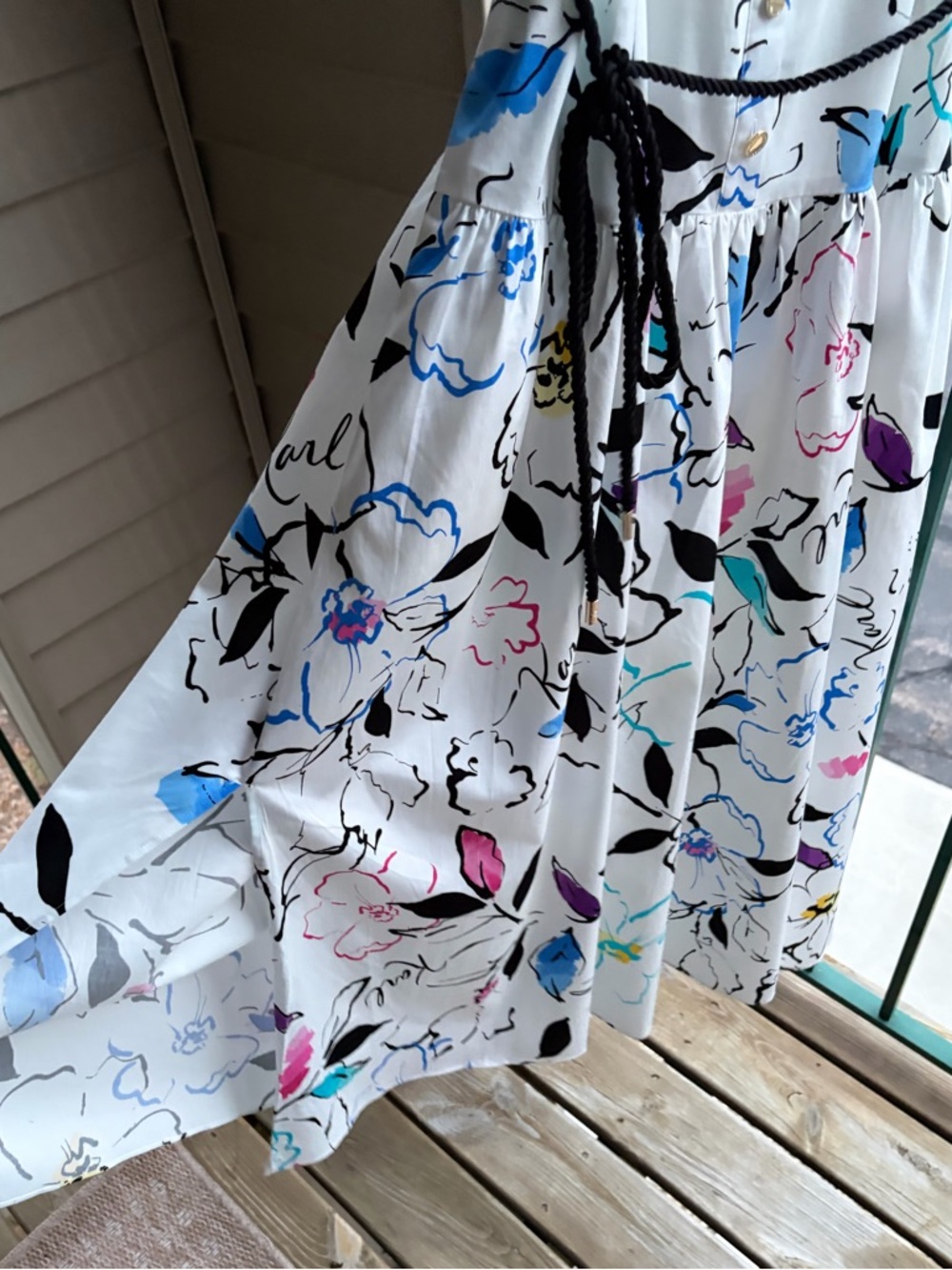 🆕🌸🦋Karl Lagerfeld Paris Floral Midi Cotton Pockets Dress White Summer Size4 6 12 - Picture 8 of 17